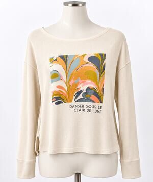 Saturday/Sunday Cream Catrina Thermal Long Sleeve Waffle Top XS